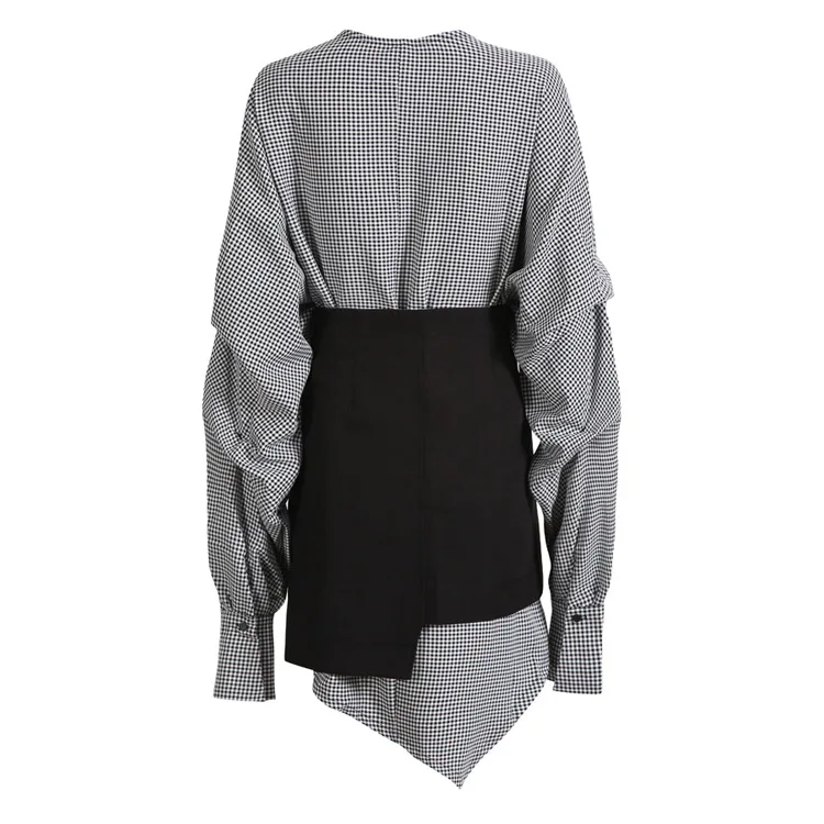 2023Irregular tailoring V-neck stylish suit dress female long-sleeved + short skirt two-piece autumn clothes486