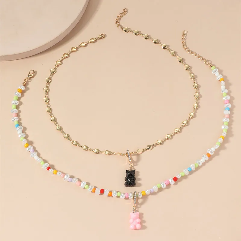 ZOSHI 2 шт. Новое модное ожерелье с медведем для женщин позолоченное ошейники