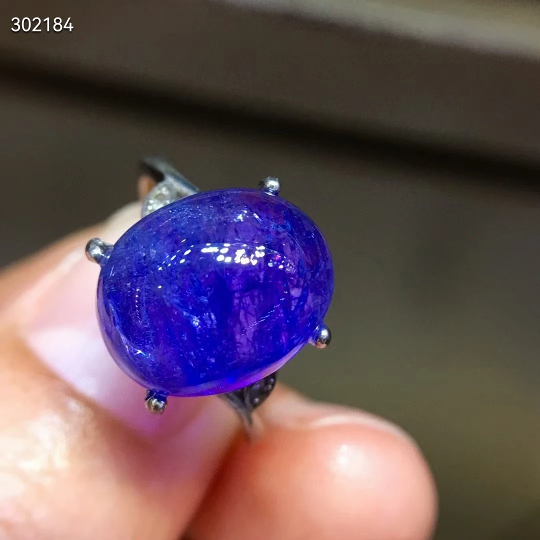 

Natural Blue Tanzanite Tanzania Oval Ring Women Men Crystal 13/10.8mm Rare Adjustable Clear Bead Tanzanite Stone AAAAAA
