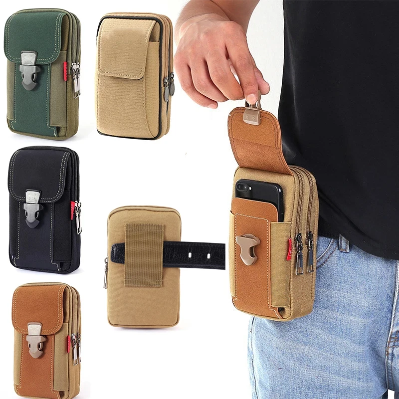 

Men Multi-function Waist Bag Casual Mobile Phone Purse Pocket Outdoor Sports Tactical Pouch Belt Waist Pack Bag Running Pouch