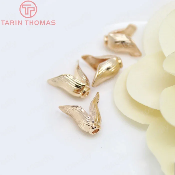 (3161) 6 шт. 13x15 мм 24 К позолоченные латунные цветочные бусины колпачки с кисточками