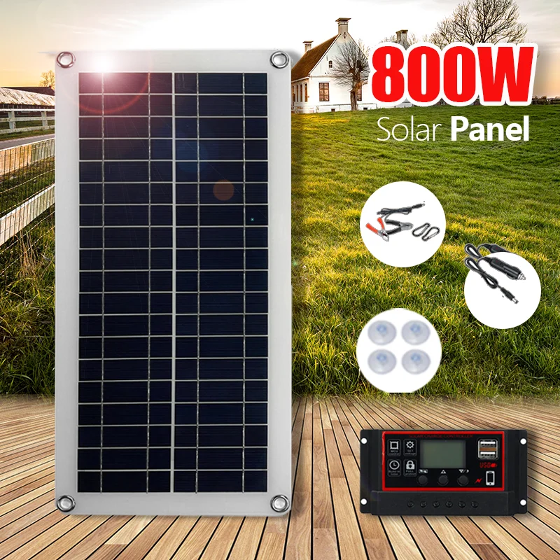 

800W Solar Panel 12V Solar Cell 10A-60A Controller Solar Panel for Phone RV Car MP3 PAD Charger Outdoor Battery Supply