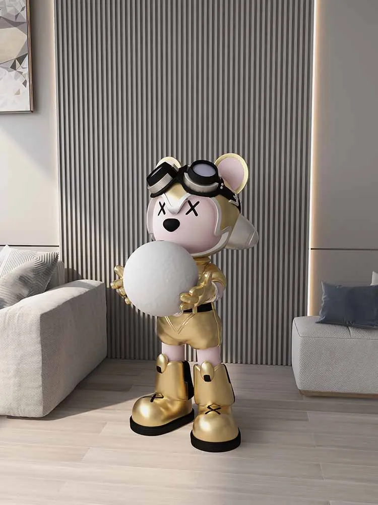 Мультяшный медведь статуя украшение для гостиной модная скульптура современное