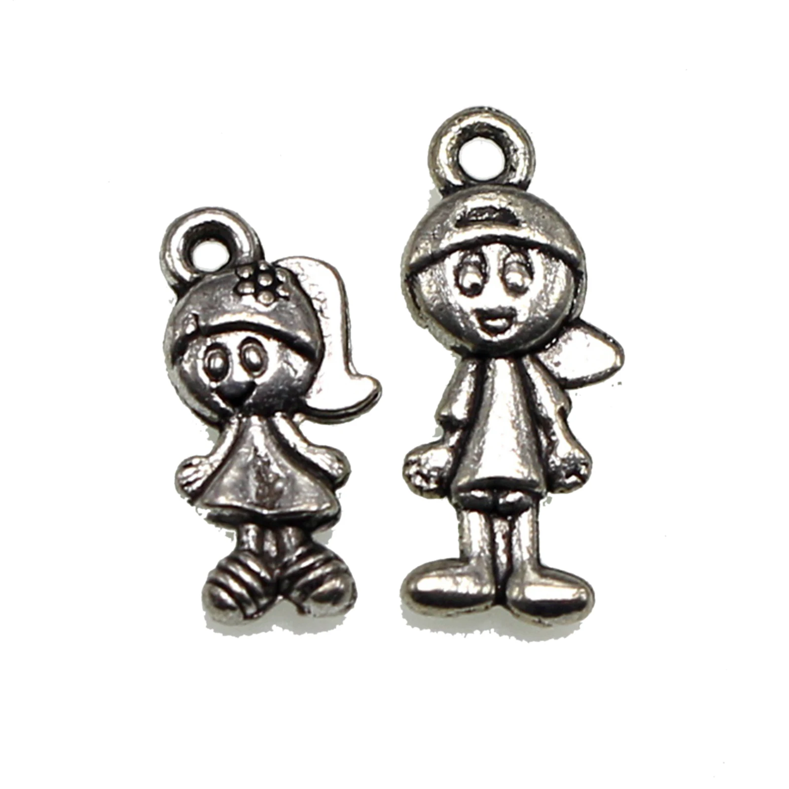 

50 Mixed Tibetan Silver Tone Kid girl and boy Charms Pendants Jewelry Making
