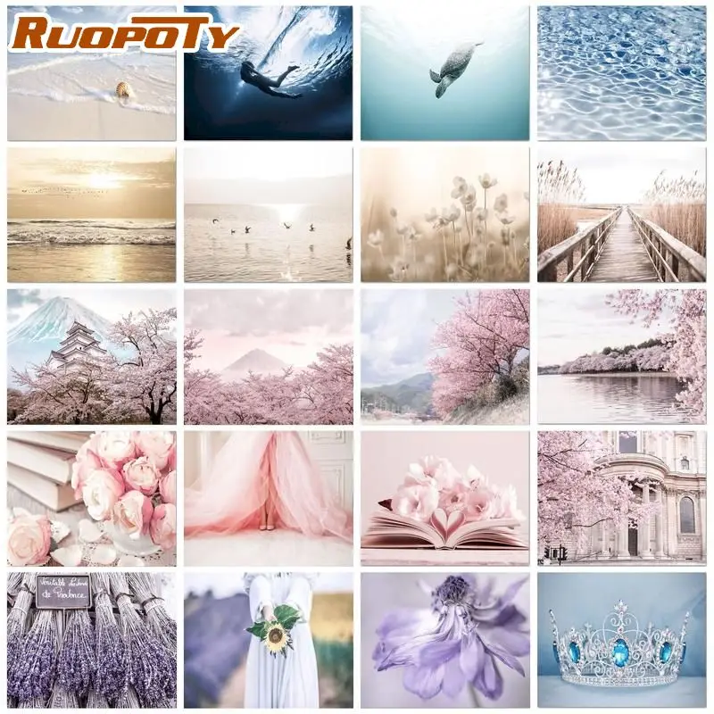 

RUOPOTY Oil Paint By Number Multi-colored Scenery Acrylic Paints Paingitng By Number Painting Personlized Gift