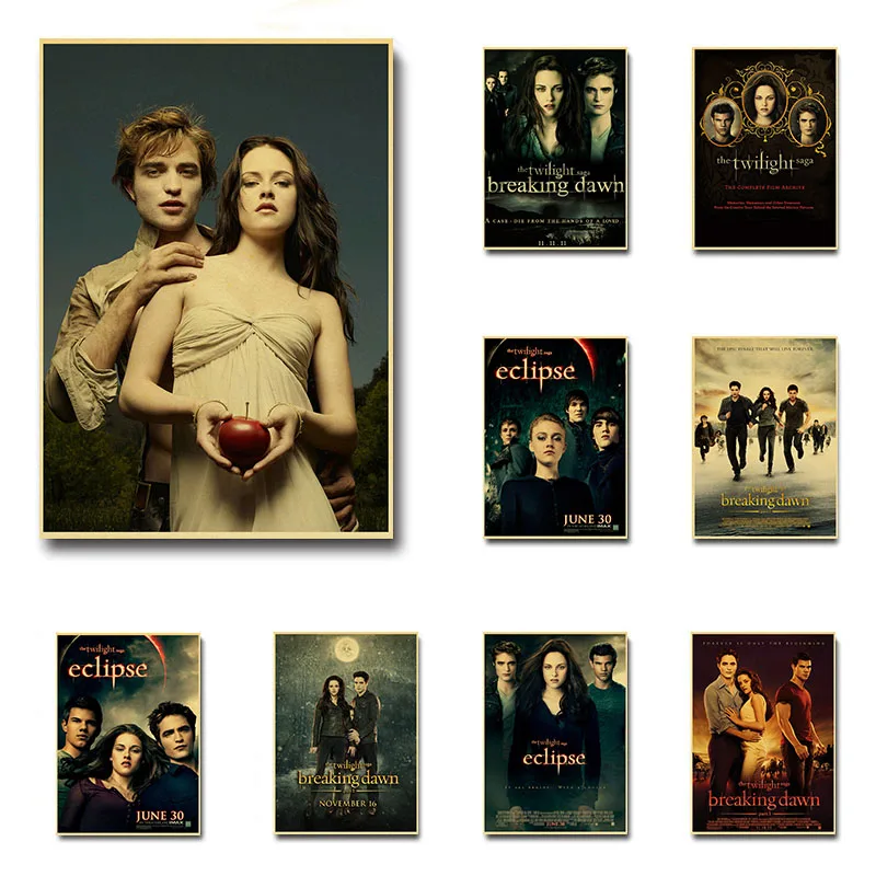 Серия Сумерки популярный фильм любви вампира постер из крафт-бумаги Наклейка