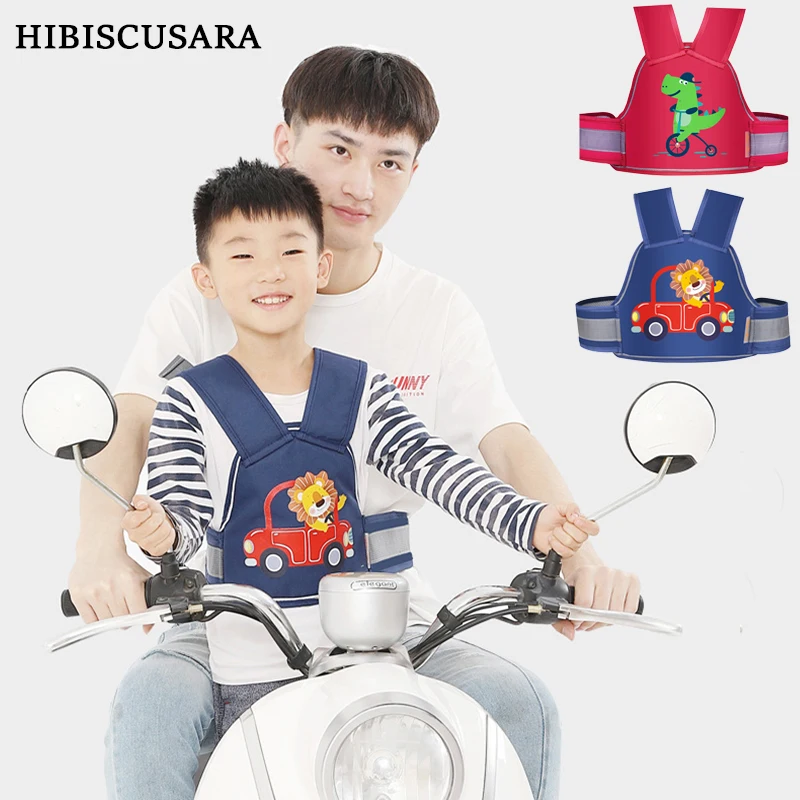 Motorcycle Kids Children High Strength Safety Belt Backpack Electric Bicycle Bike Cartoon Safety Seat Harness Strap Adjustable