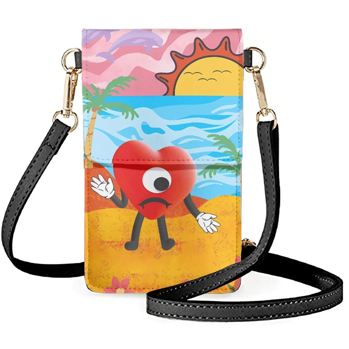 

FORUDESIGNS Bad Bunny Crossbody Shoulder Phone Bag Fashion Women Makeup Bags Leather Ladies Flip Satchel Make Up Organizer