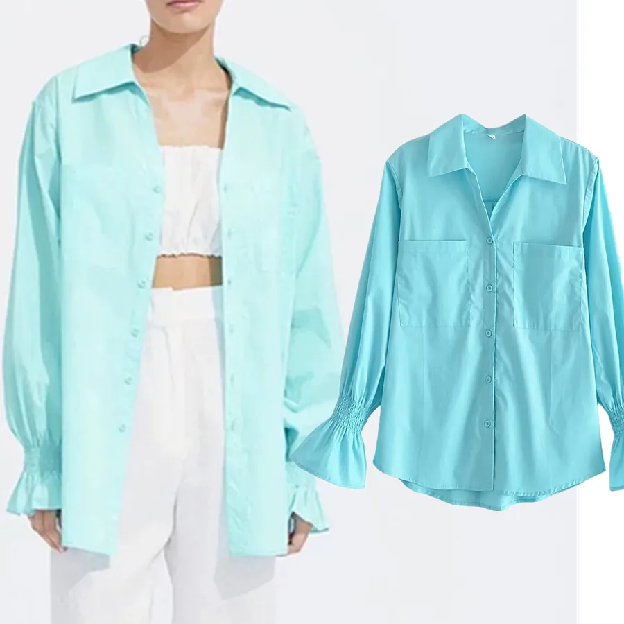 

Maxdutti 2023 Spring Casual Shirt High Street Collect Wasit Fashion Blouse Women England Simple Poplin Cotton Blusas