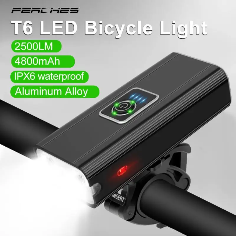 

Велосипедный фонарь, фара для велосипеда, фонарик для велосипеда, Аккумуляторный USB фонарь, алюминиевый сплав для езды на велосипеде, дальний свет, ближний свет, аксессуары, 6 лампочек, режим
