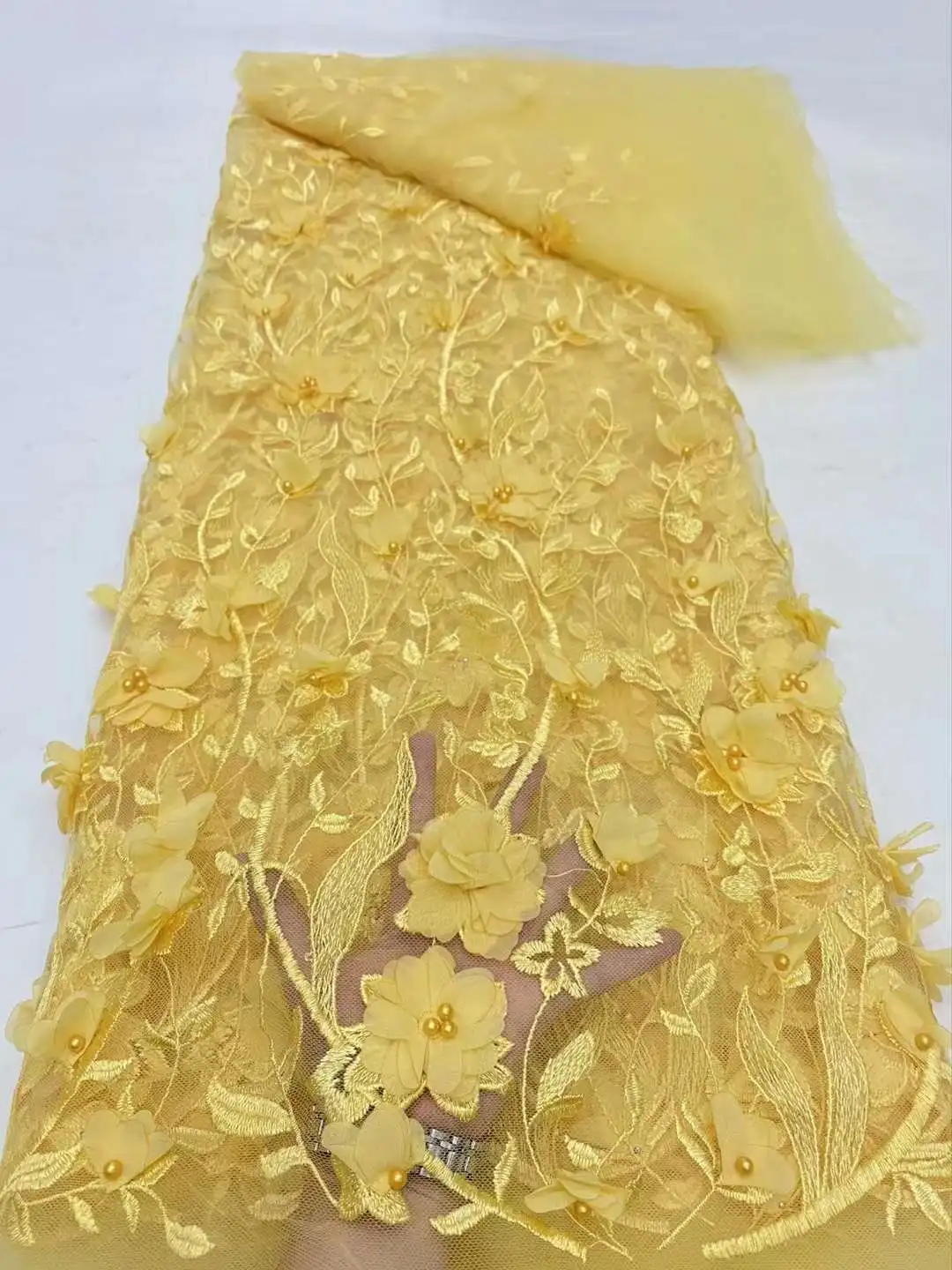 Французская Тюлевая кружевная ткань 2024 Высококачественная африканская с 3D