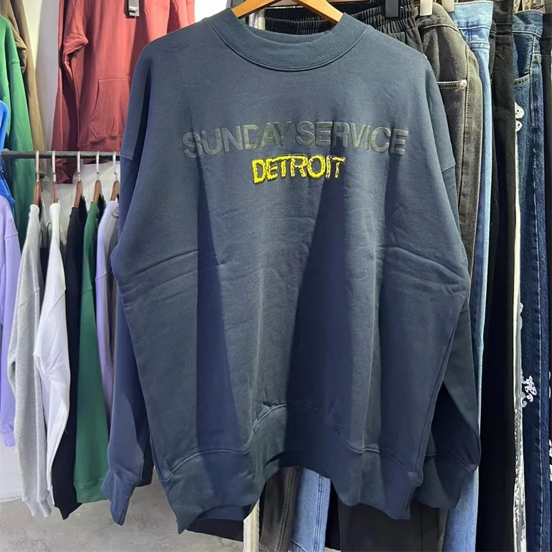 

2023 Jesus Is King Detroit Sweatshirts Men Women Crew Neck Sleeve City Badge Kanye West Hoodie Loose Ye Tour Streetwear