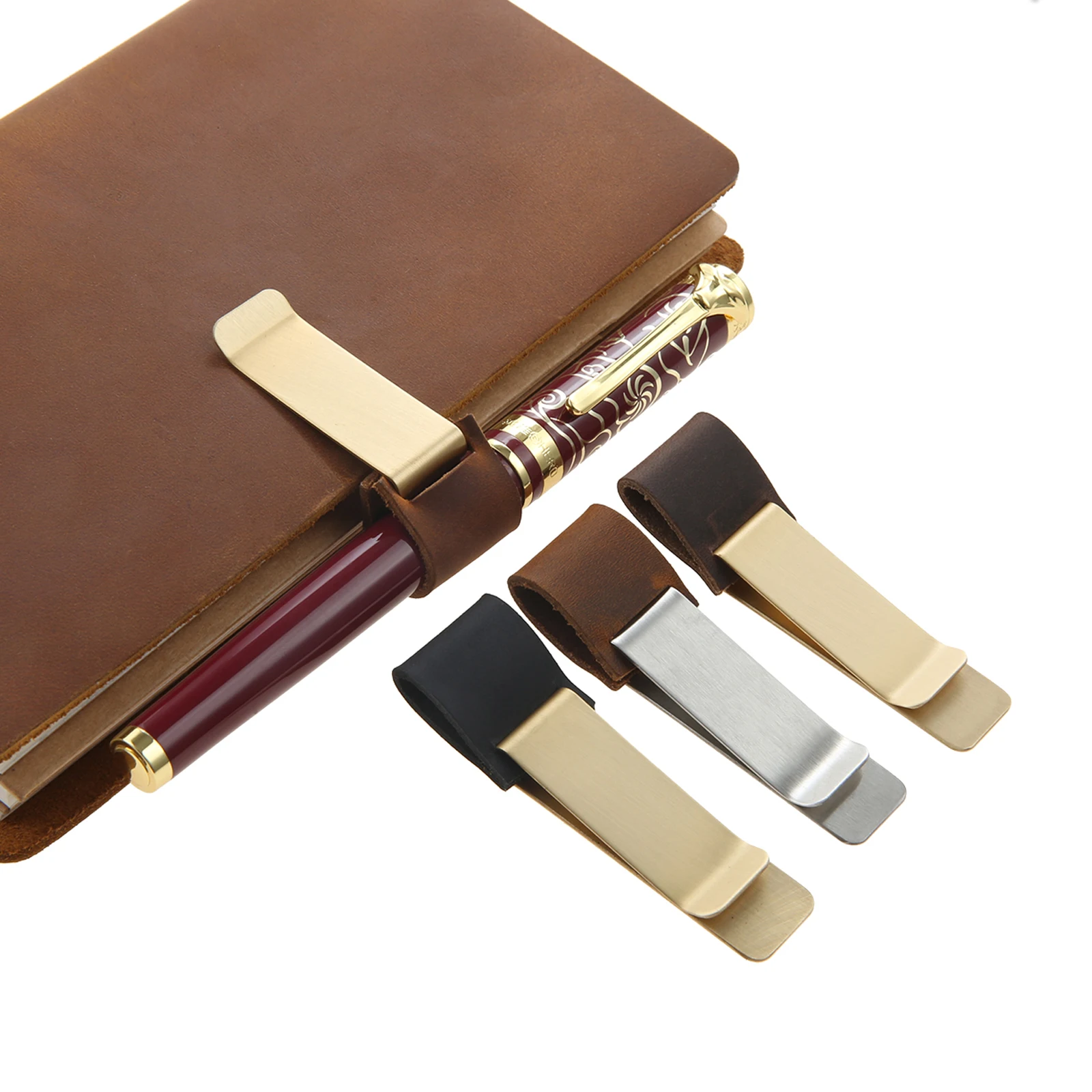 

1 латунный зажим для карандаша из нержавеющей стали, металлический кожаный держатель для ручек, винтажный держатель для молочных продуктов,...