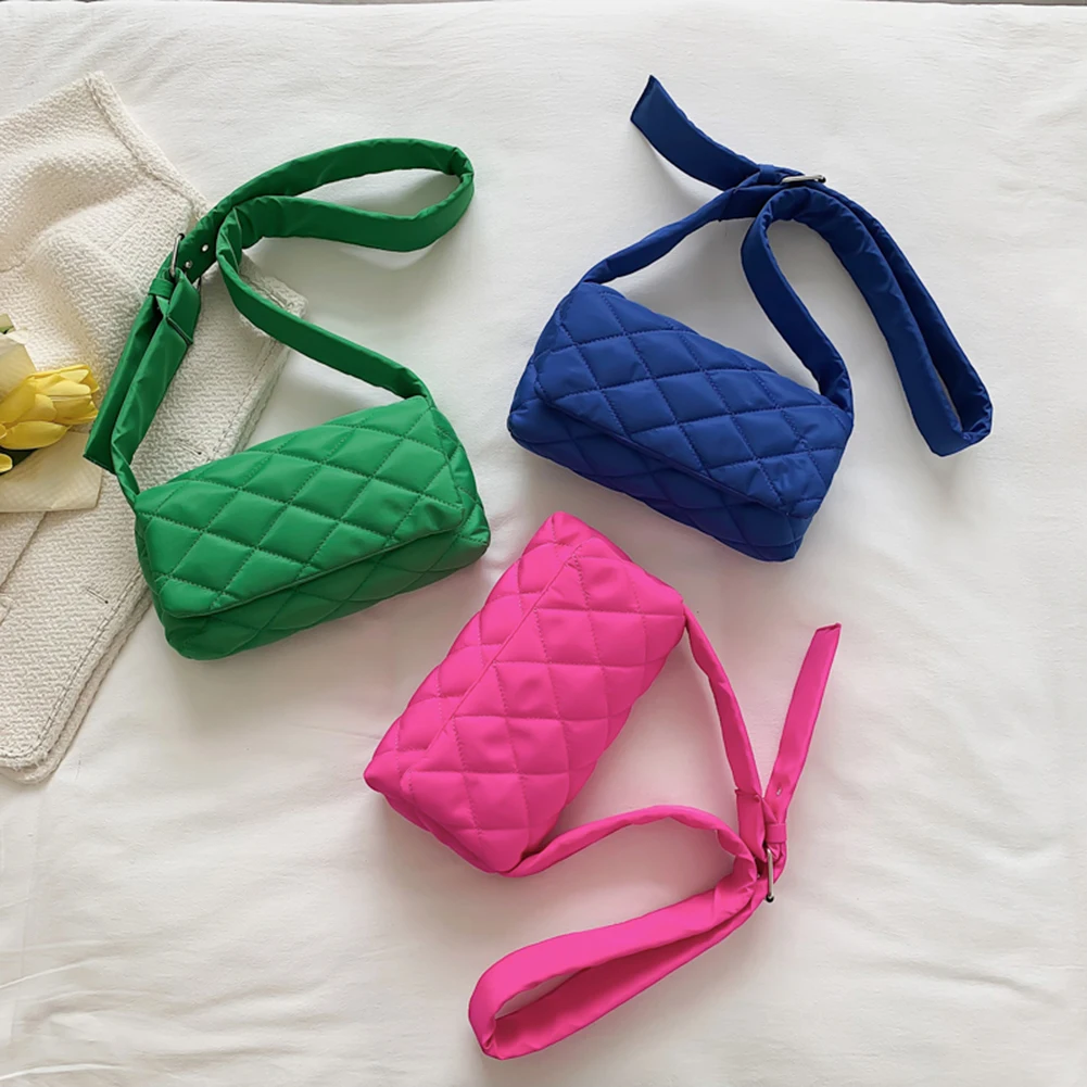 

Fashion Women Winter Handbags Nylon Square Flap Quilted Crossbody Bag Pouch Female Small Cotton Padded Shopping Shoulder Bag