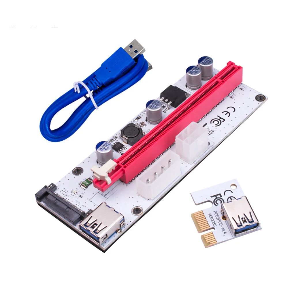 

Плата расширения PCI-E 6-контактный Интерфейс 1x к 16x адаптер графическая карта PCI-E Плата расширения, синий белый, синий кабель