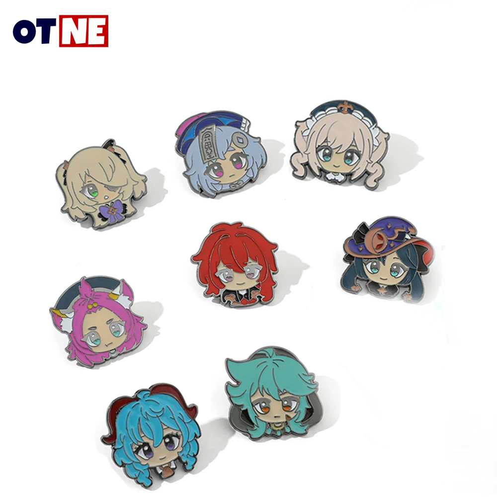 

Anime Game Genshin Impact Accessories Metal Button Brooches Fashion Jewelry Brooches Button For Women Dress Figure Hutao Xiao