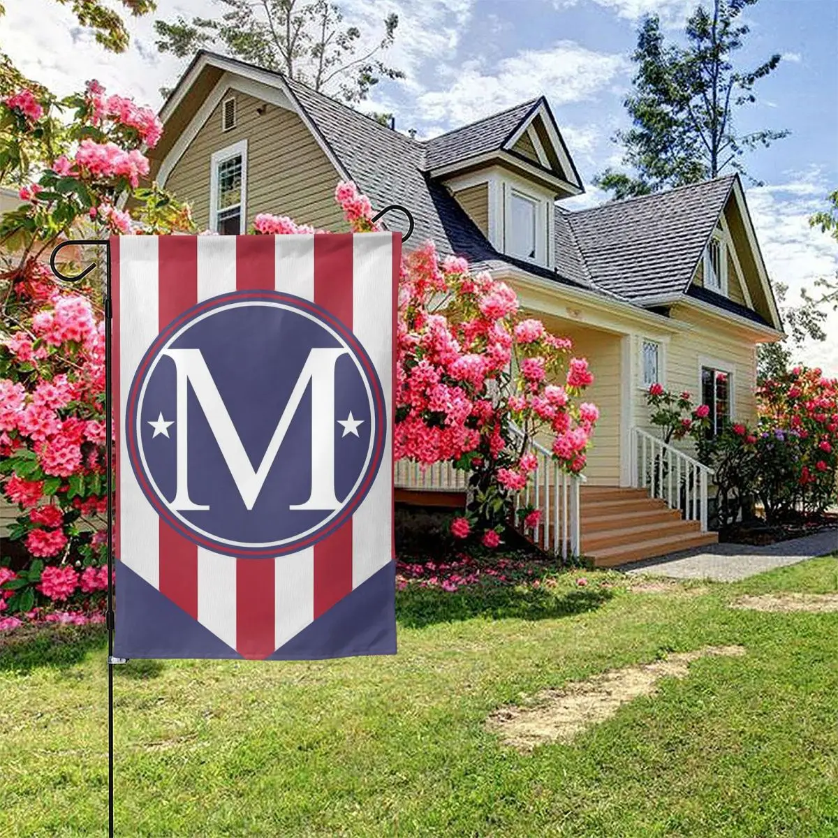 

Американская монограмма 4 июля, Садовый флаг, буква М, звезды и полосы, патриотический День Независимости, декоративное украшение двора Флаг США
