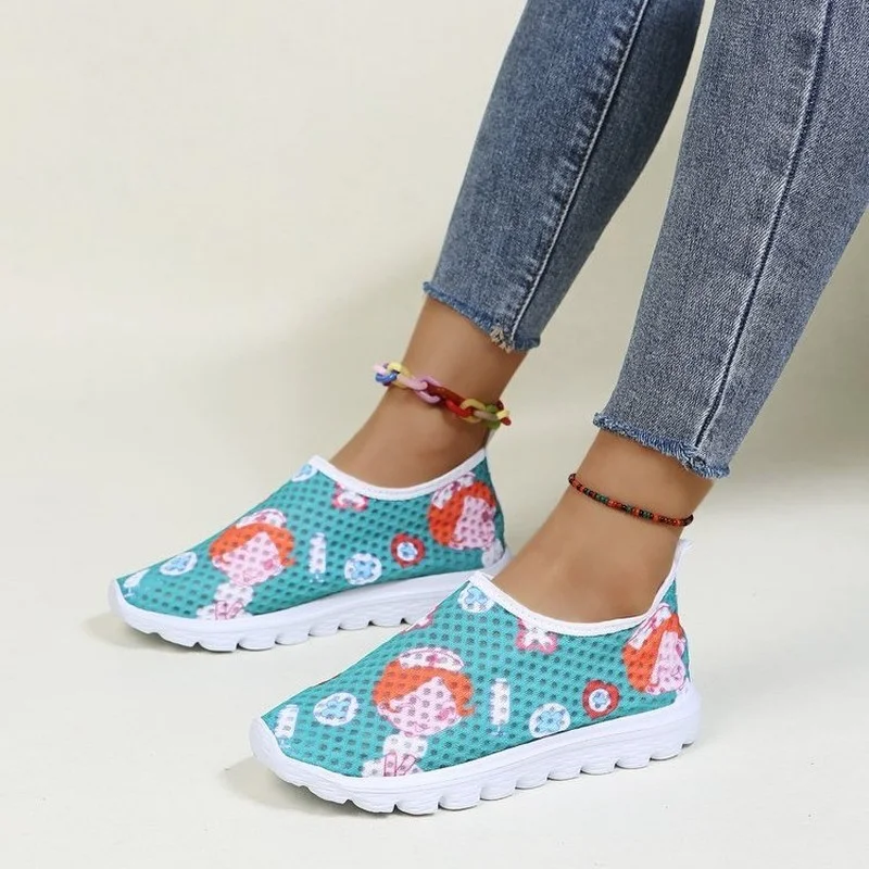 

Women's Breathable Sports Shoes 2022 Spring New Color Mesh Comfortable Ladies Casual Shoes Outdoor Flat Sports Vulcanized Shoes