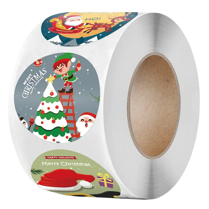 

500Pcs Christmas Stickers Packaging Round Sticker Labels for Candy Dragee Gift Box New Year Wedding Party Xmas Decor Gifts