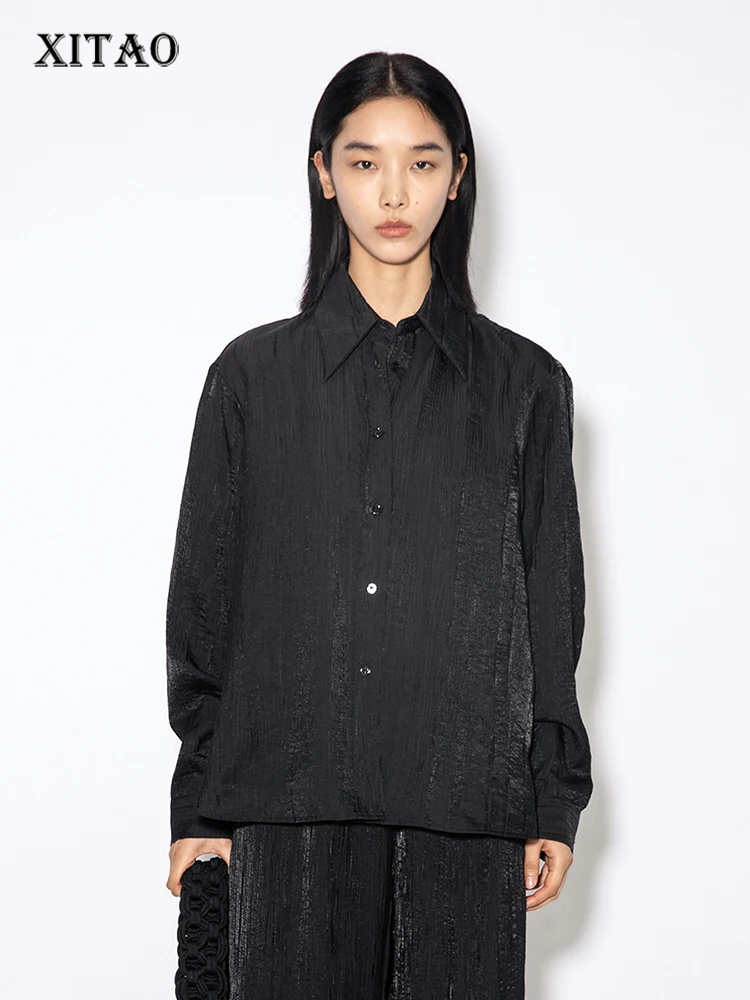 

XITAO Casual Shirt Solid Color Simplicity Temperament Loos Irregular Top Loose Loose All-match Women Shirt 2022 New WLD6905