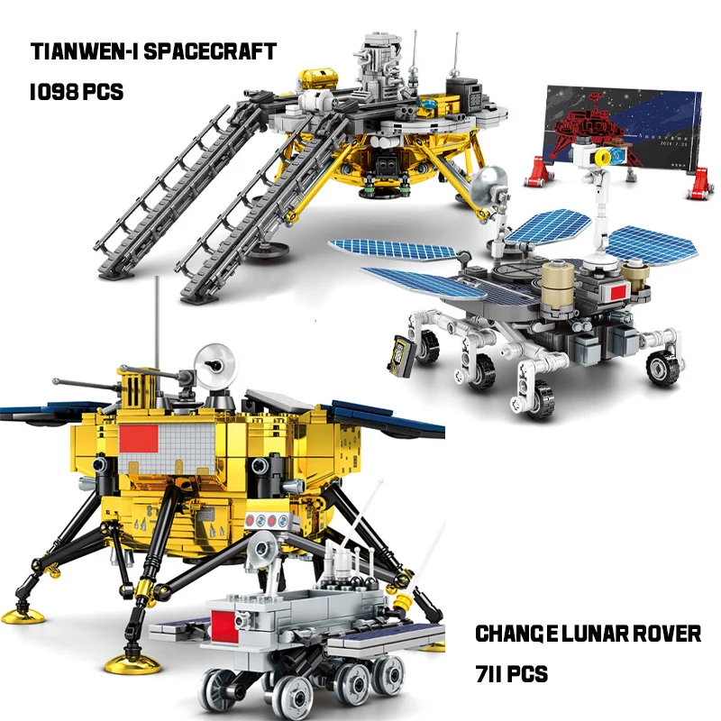 

Creative Space Exploration Station Spacecraft Chinese Tianwen1 Mars Rover Model Building Blocks Lunar Probe Figure Bricks Toys