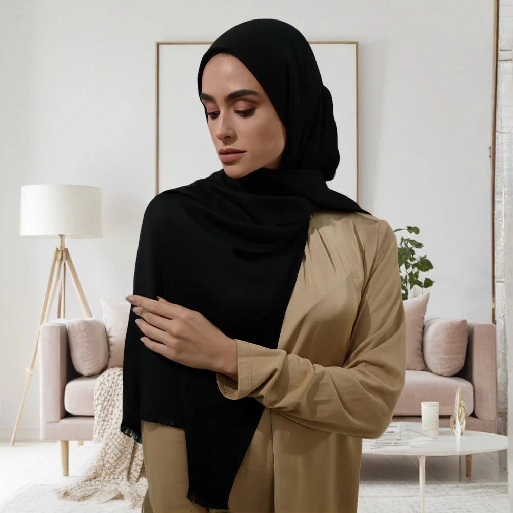 Толстый платок большого размера минимальный короткий шарф с кисточками