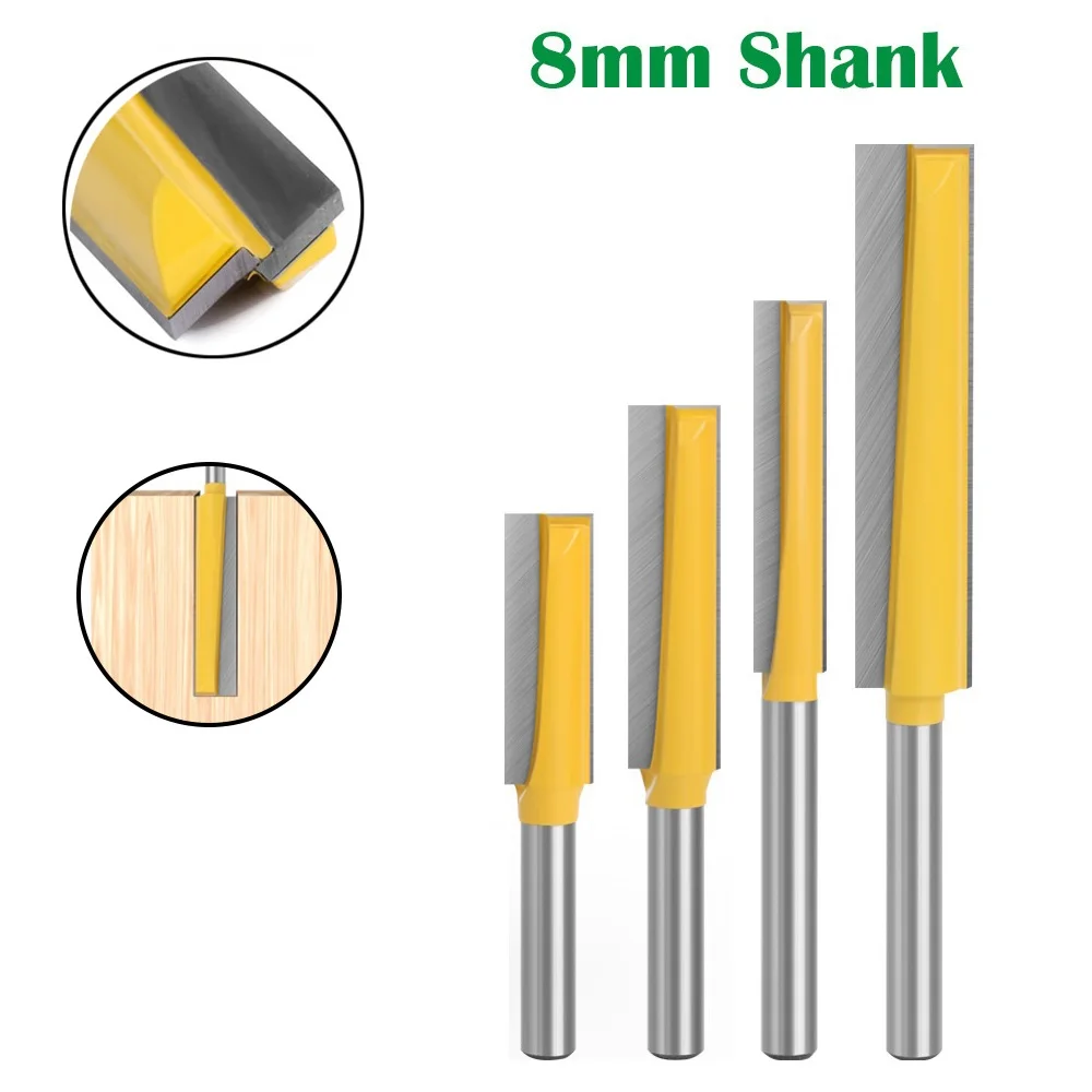 

8MM Shank Straight Router Bit 45# Steel Woodworking Milling Cutter Bits Tools For Hand Making Drawer Cutting Bits Tools