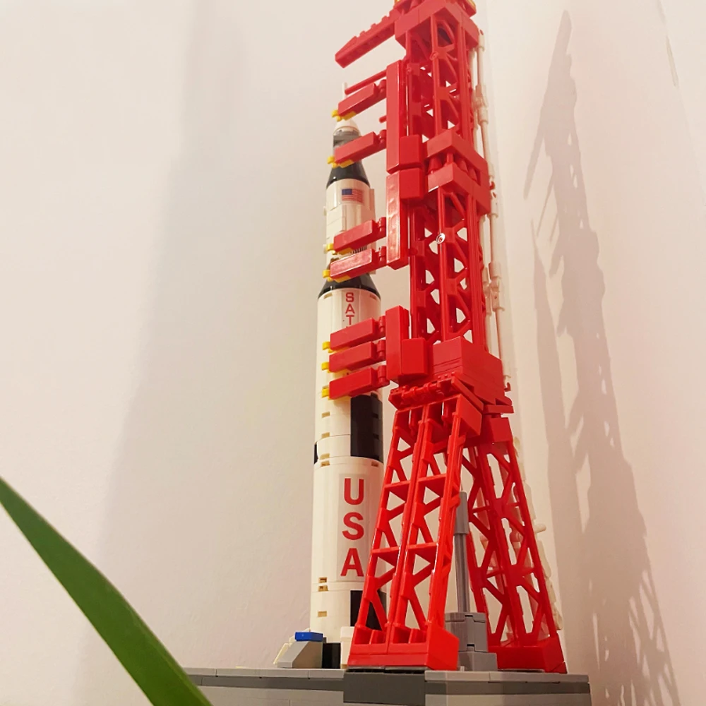 Творческие экспертные идеи Apollo Saturn V Carrier Rocket Launch Tower 425pc Moc модульный кирпич