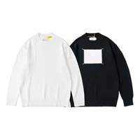 maison margiela sweaters men and women 22ss new mm6 womens ripped black white stitching four corners baggy sweater pullover