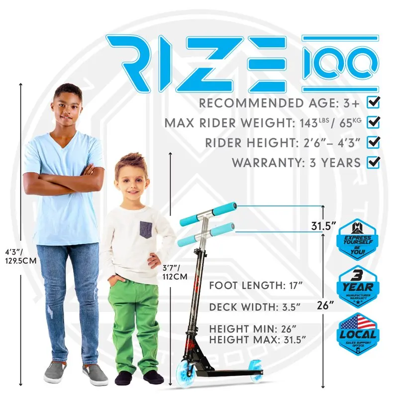 

Sturdy Sturdy Blue/Black Unisex Kick Scooter for Kids 3+ with Light-up 100mm Wheels - Now Enjoy Gliding in Style!