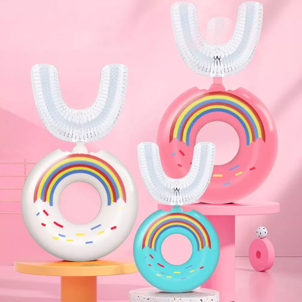 

Children 360 Degree Doughnut Manual Toothbrush Kids Silicone U-shaped Tooth Brush Cartoon Gift For 2-6-12 Years Old