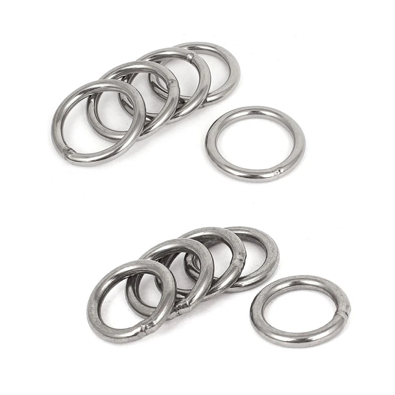 

10 Pcs Stainless Steel Webbing Strapping Welded O Rings, 5 Pcs 40Mm X 5Mm & 5 Pcs 20Mm X 3Mm