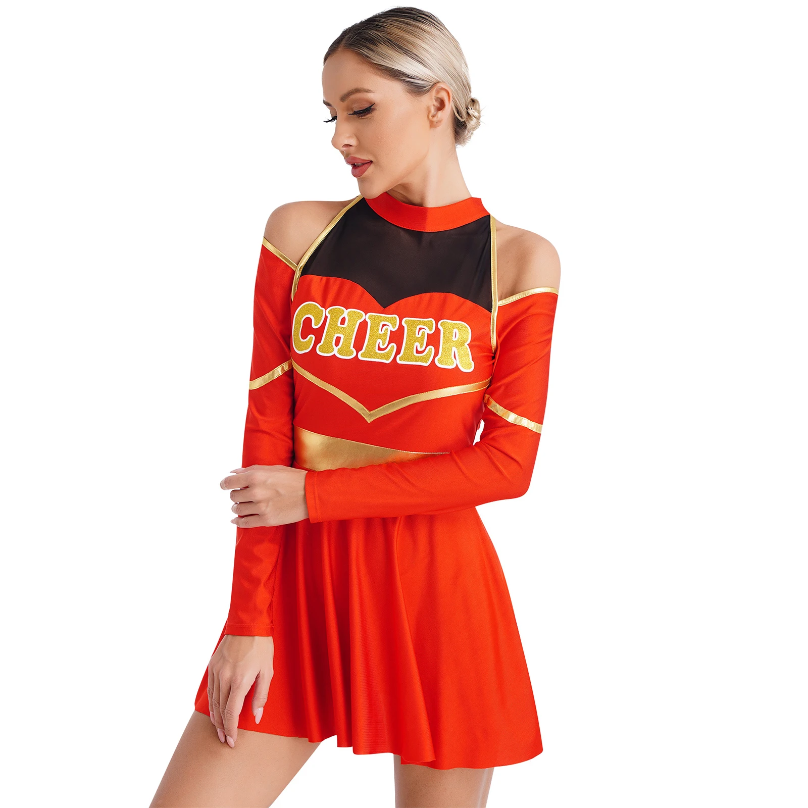 Женский стиль костюм школьницы Униформа с открытыми плечами платье буквенным