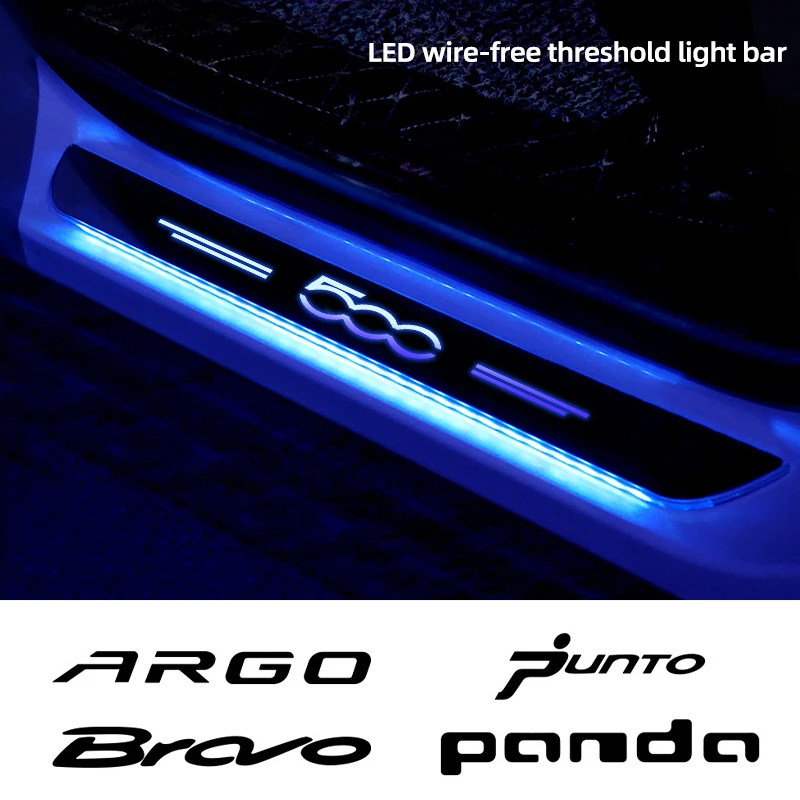 

Car Acrylic LED Welcome Pedal Plate Door Sill Pathway Light For Fiat 500 500e ABARTH PANDA PUNTO SEICENTO SIENA ARGO BRAVO IDEA