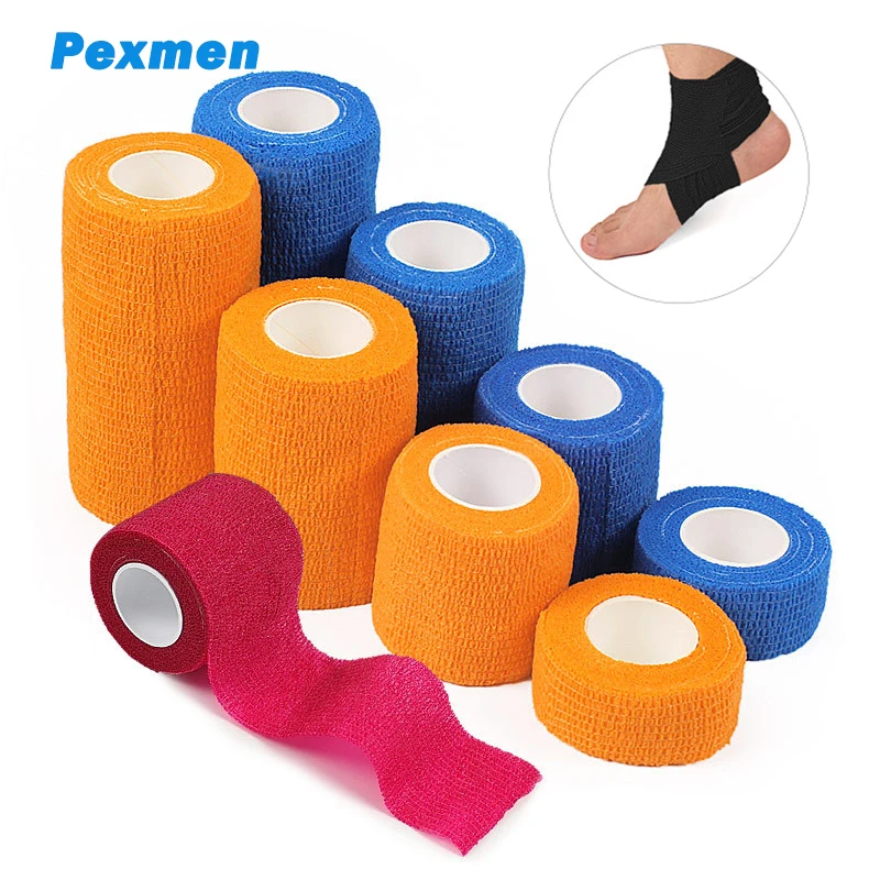

Pexmen Self Adhesive Bandage Wrap 450cm Breathable Adherent Vet Tape for First Aid Sports Injury Body Sprains & Pets