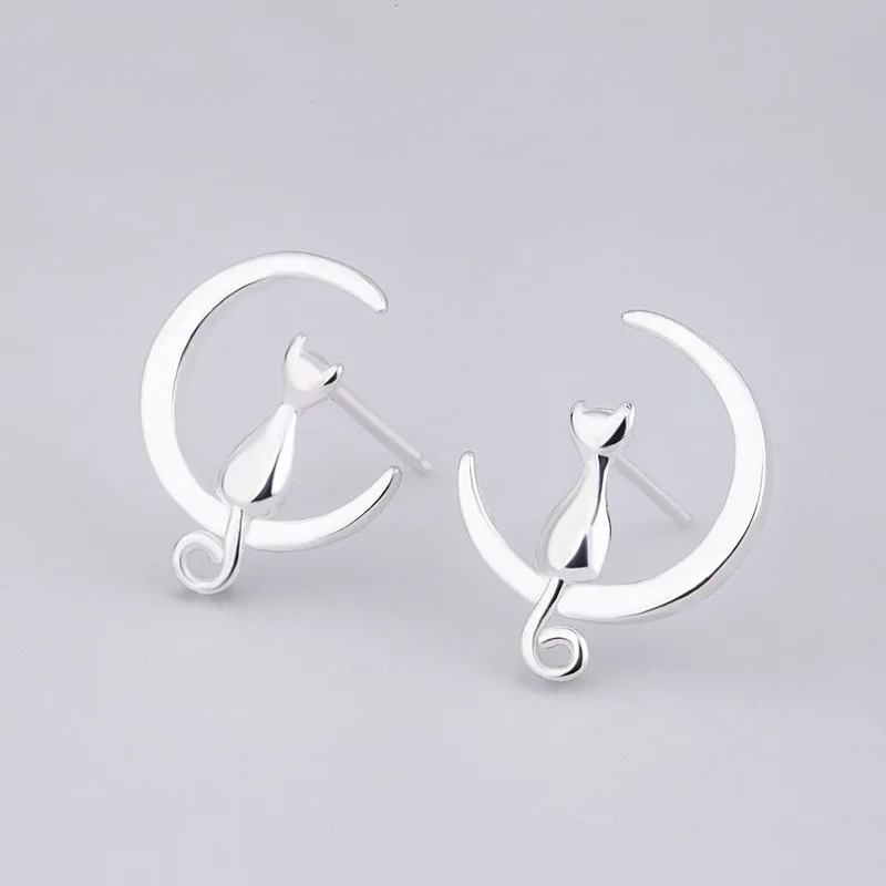 

12Pairs/lot Small animal cat earrings women's sweet and cute brushed earrings