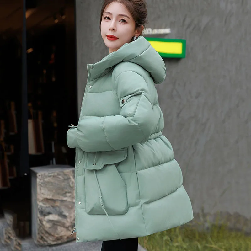 

Fashion Warm Hooded Overcoat 2023 New Women Down Women Cotton Coat Winter Thick Casual Solid Color Korean Women Cotton Coat T280
