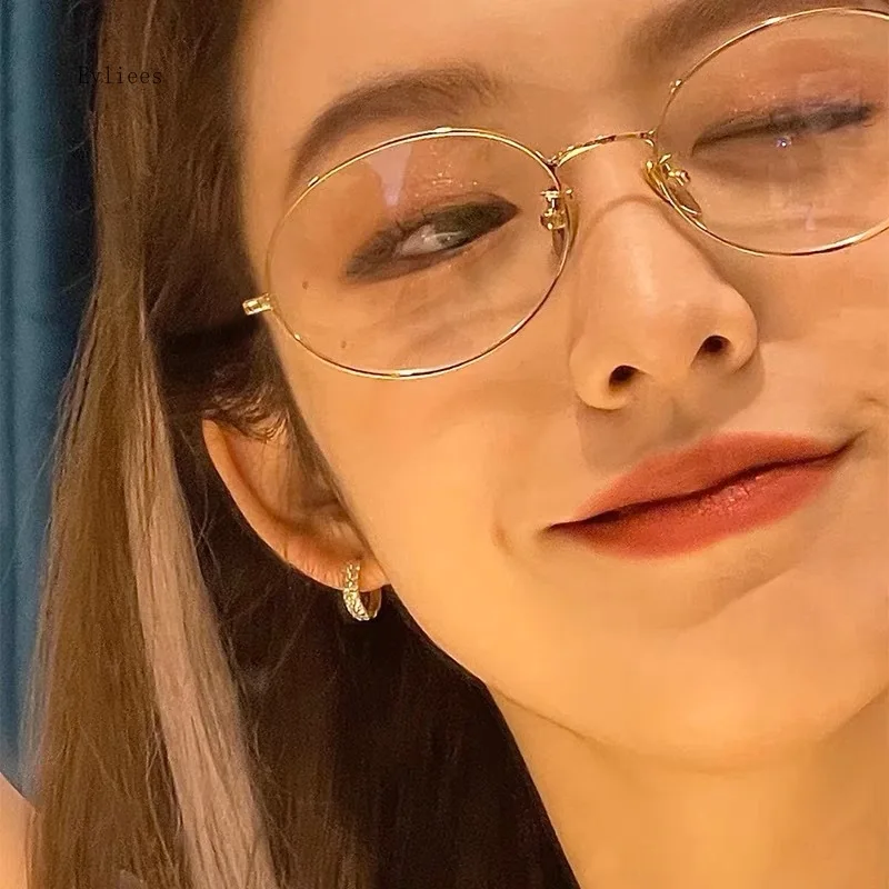 Модные маленькие овальные очки для женщин и девушек золотистые серебристые