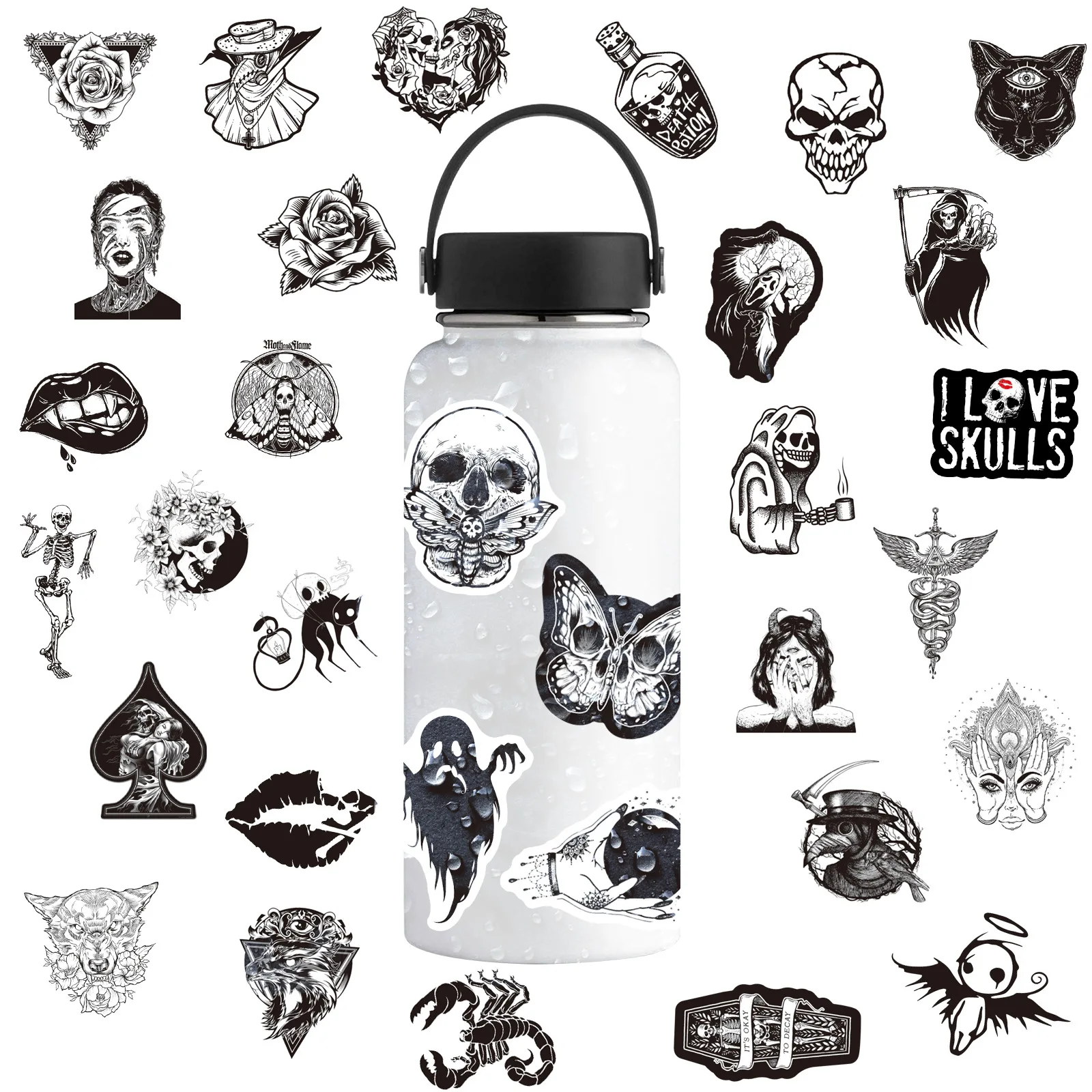 Наклейки в готическом стиле и наклейки с произведениями искусства 100 шт.