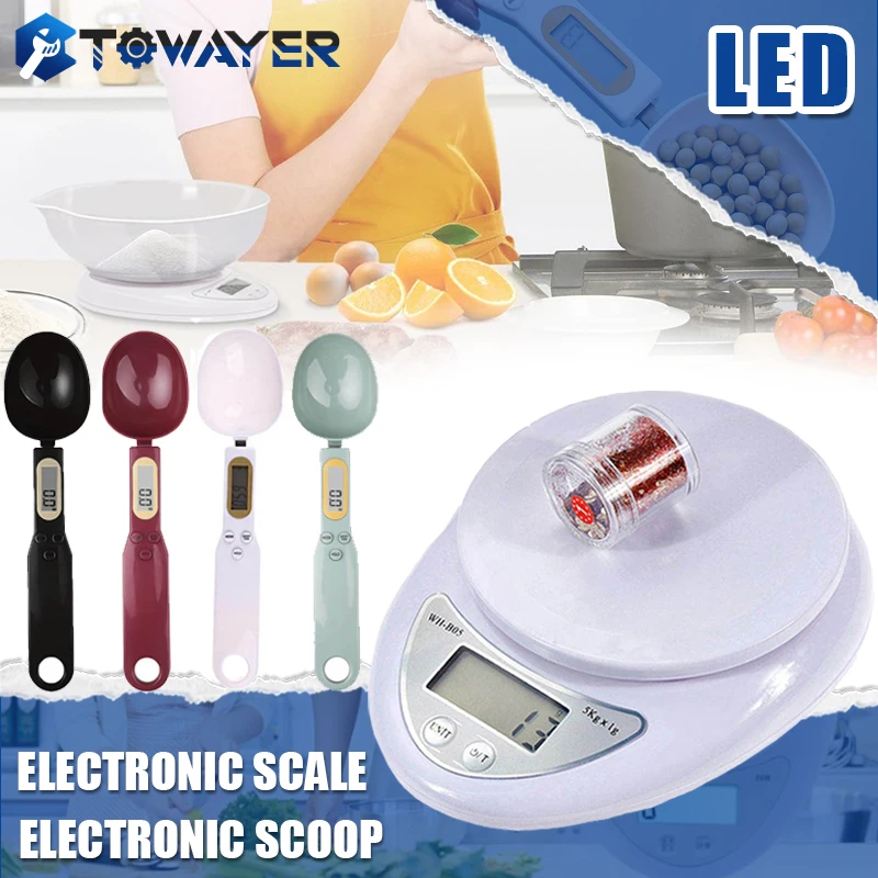 

Electronic Kitchen Digital Scale LCD Digital Measuring Food Flour Digital Spoon Scale Mini Kitchen Tool for Milk Coffee Scale