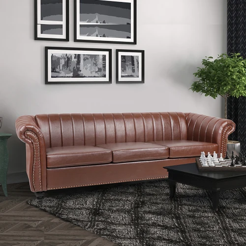 

PU рулонный диван Chesterfield на три места.