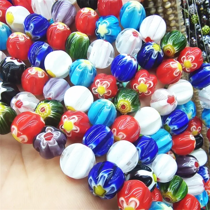 

34PCS Italy Glass Flower Beads Size 12MM DIY Jewelry Accessories Designs Good Quality Hot Display Spacer New Fashion Free Ships