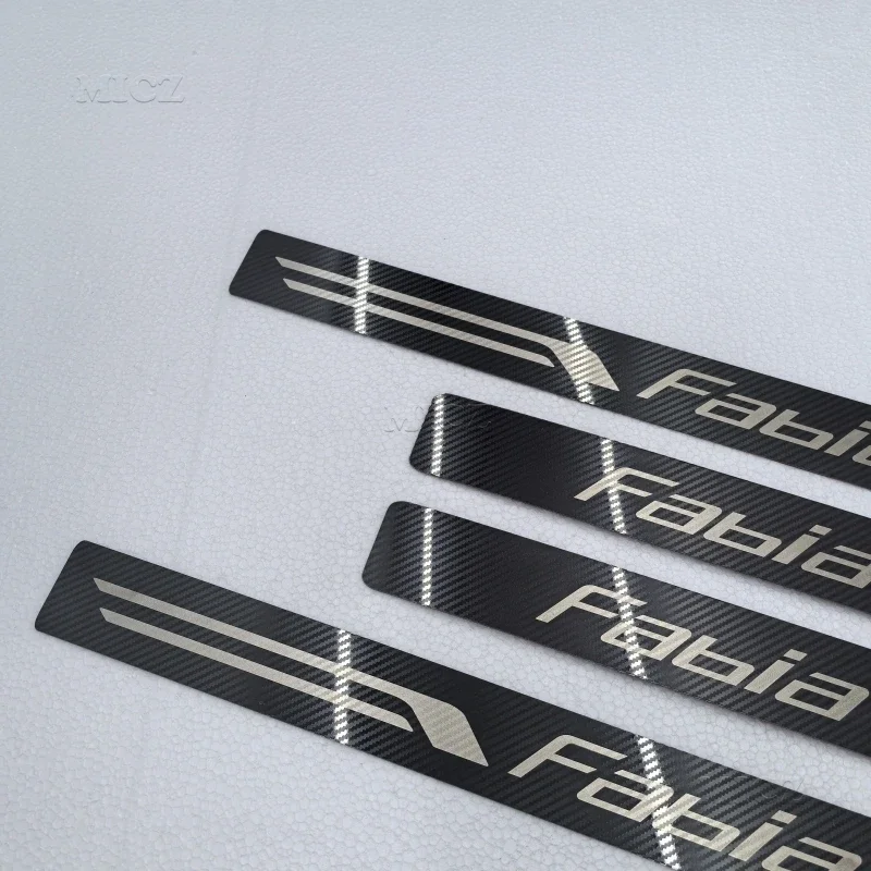 For 2007-2020 SKODA FABIA II III 542 NJ3 4PCS/SET Stainless Steel Car Stickers Auto Door Sill Pedal Welcome Scuff Plate Cover