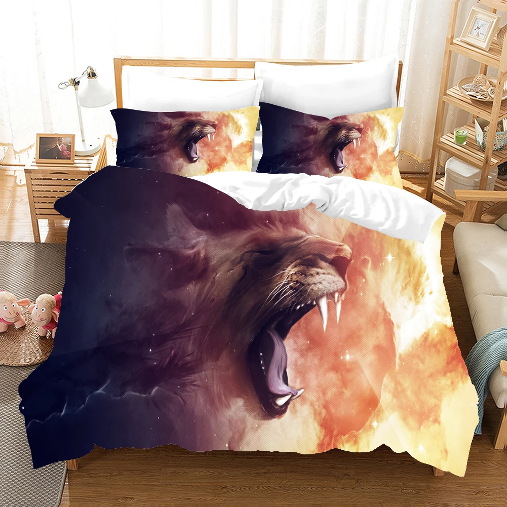 

3D printed tiger Lion animal bedding article duvet set personality Wildness