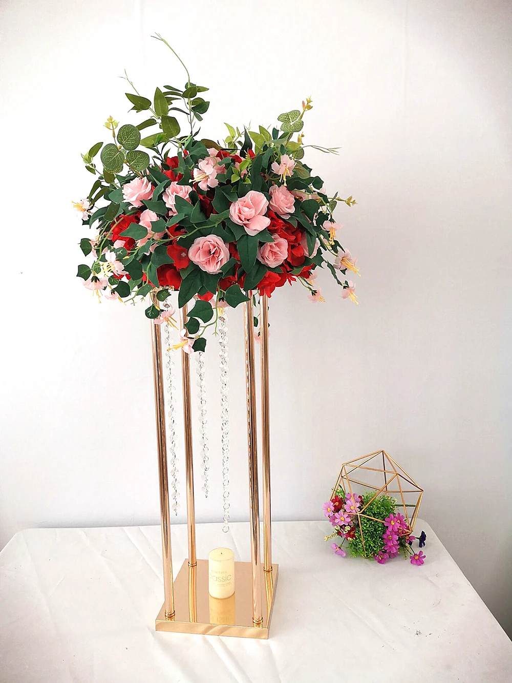 10 PCS/ LOT Flower Vase Gold Column Stand Metal Road Lead Wedding Centerpiece Flower Rack For Event Party Decoration images - 6