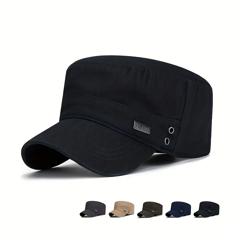 

Military Cap For Men Women Captain Hat Classic Flat Caps Outdoor Sun Protection Casual Hat Retro Army Cadet Style Hat