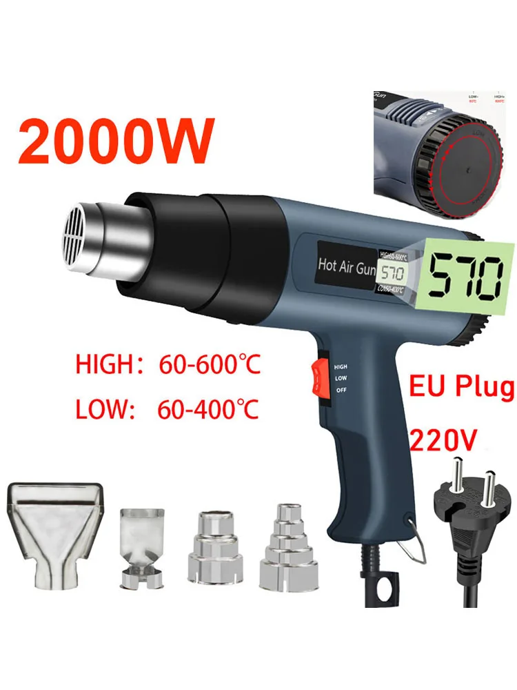 Промышленный Тепловой Пистолет 2000 Вт С Европейской Вилкой Строительный Для