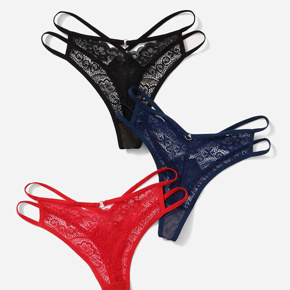 3 шт./упаковка женские прозрачные нейлоновые кружевные трусики