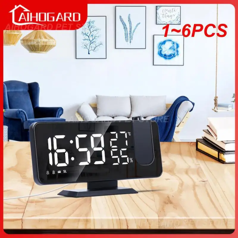 

1~6PCS Radio LED Digital Smart Alarm Clock Watch Table Electronic Desktop Clocks USB Wake Up Clock with 180° Time Projection