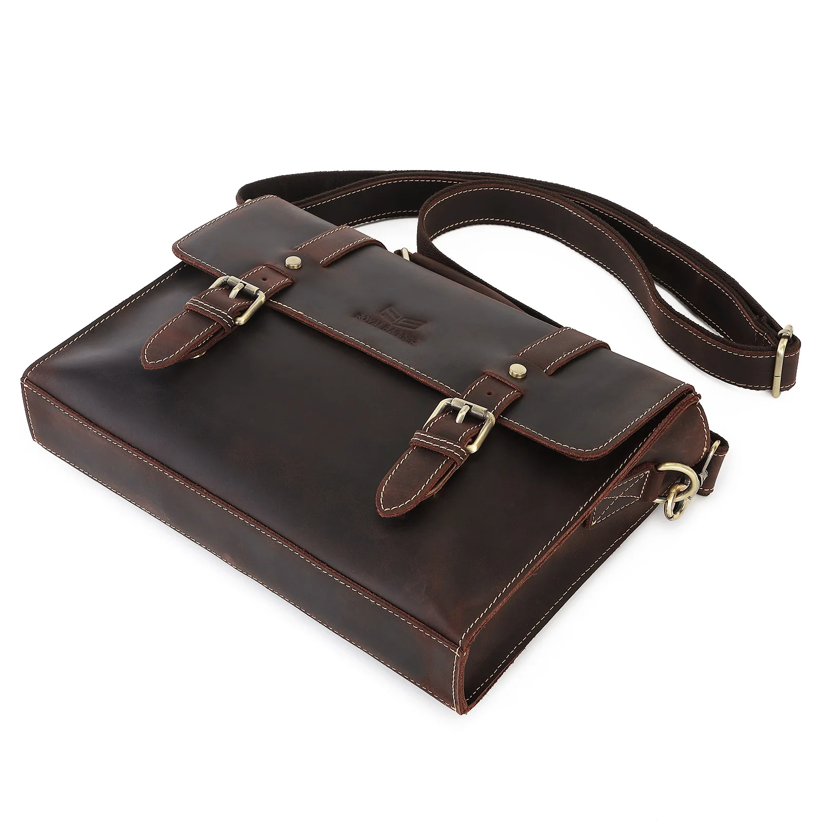 Royal Bagger Briefcase for Men Crazy Horse Leather Messenger Bags Genuine Cowhide Business 13